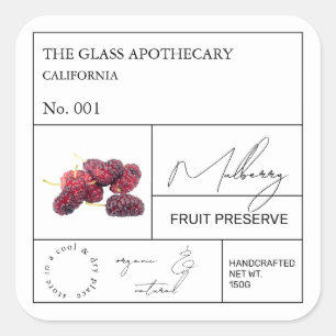 Adesivo Quadrado Rótulo de Amoras Apothecary