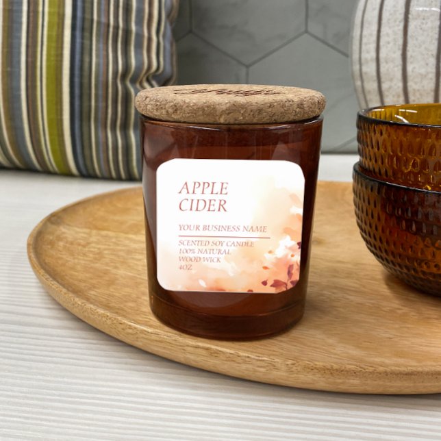 Adesivo Quadrado Rótulo de Aquarela da Vela Censurada de Queda (Criador carregado)