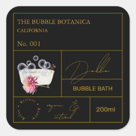 Adesivo Quadrado Rótulo de Banho de Bolha Apothecary Dahlia
