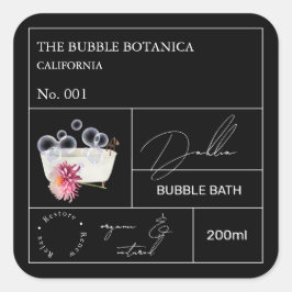 Adesivo Quadrado Rótulo de Banho de Bolha Apothecary Dahlia