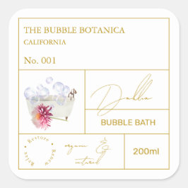 Adesivo Quadrado Rótulo de Banho de Bolha Apothecary Dahlia