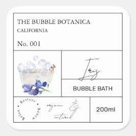 Adesivo Quadrado Rótulo de Banho de Bolha Apothecary Iris