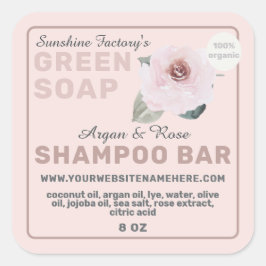 Adesivo Quadrado Rótulo de Barra de Xampu Blush Rose