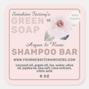 Adesivo Quadrado Rótulo de Barra de Xampu Blush Rose