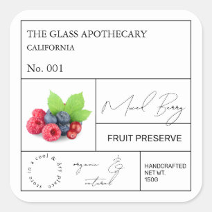 Adesivo Quadrado Rótulo de Berry Misturado Apothecary