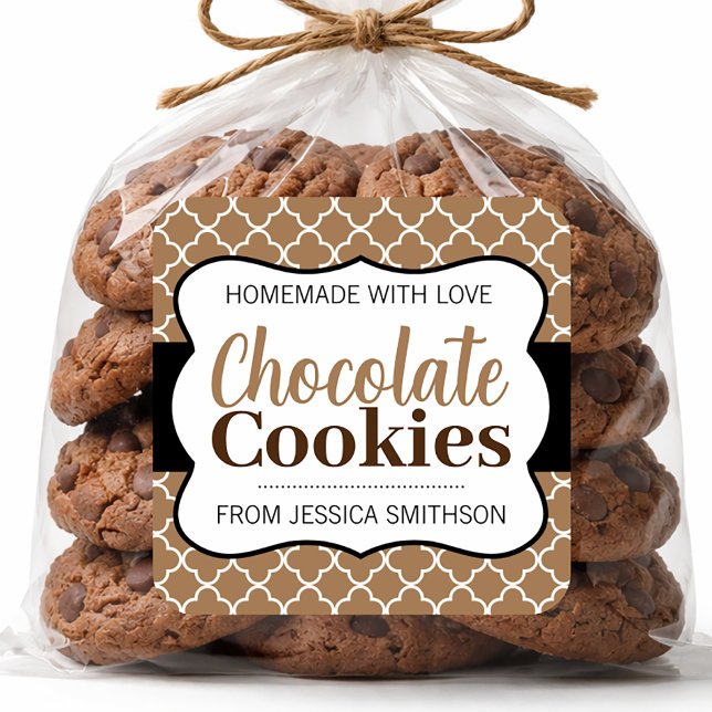 Adesivo Quadrado Rótulo de Biscoitos Chocolate (ou qualquer texto)  (Criador carregado)