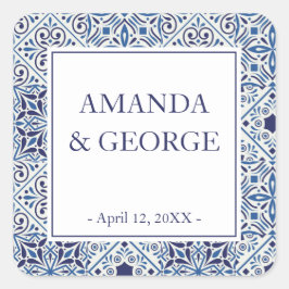 Adesivo Quadrado Rótulo de caserna hídrangea pastel e flores