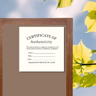 Adesivo Quadrado rótulo de certificado de autenticidade, galeria de