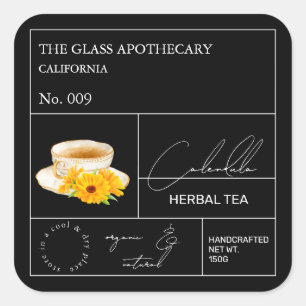 Adesivo Quadrado Rótulo de Chá Herbal do Calendário Apothecular