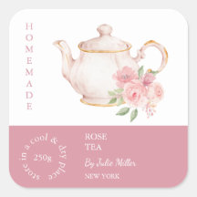 Rótulo de Chá Rosa Teapot