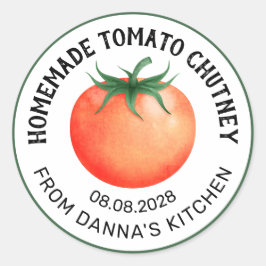Adesivo Quadrado rótulo de Chutney de Tomate caseiro com tomate ver