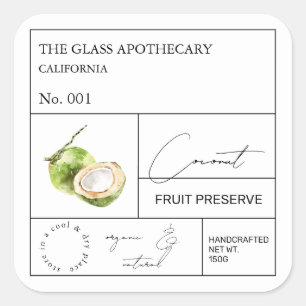 Adesivo Quadrado Rótulo de Coco Apothecary