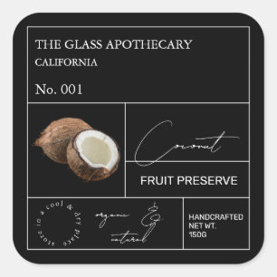 Adesivo Quadrado Rótulo de Coco Apothecary