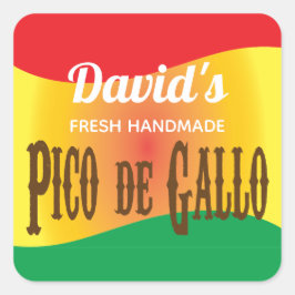 Adesivo Quadrado Rótulo de comida Pico de Gallo