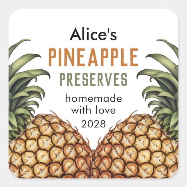 Adesivo Quadrado Rótulo de conserva caseira de abacate para enlatam (Frente)
