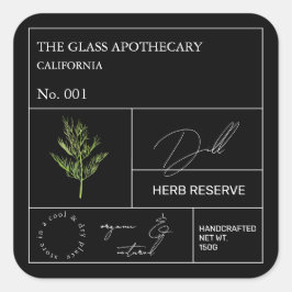 Adesivo Quadrado Rótulo de Dill Apothecary