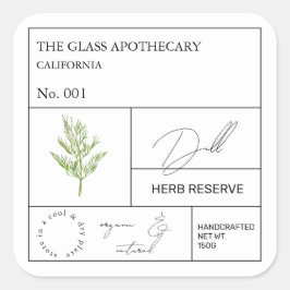 Adesivo Quadrado Rótulo de Dill Apothecary