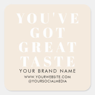 Adesivo Quadrado Rótulo de embalagem de caixa bege moderno