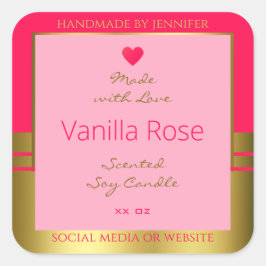 Adesivo Quadrado Rótulo de empacotamento de produto giro, rosa e Do