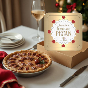 Adesivo Quadrado Rótulo de empate PECAN personalizado com coração