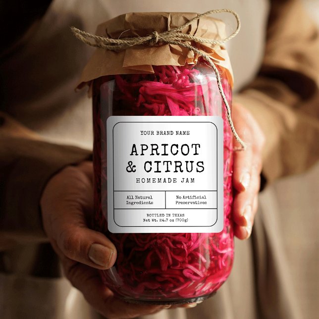 Adesivo Quadrado Rótulo de Emperramento de Emperramento de Preserva (Rustic minimalist square product labels suitable for large preserve & pickle jars)