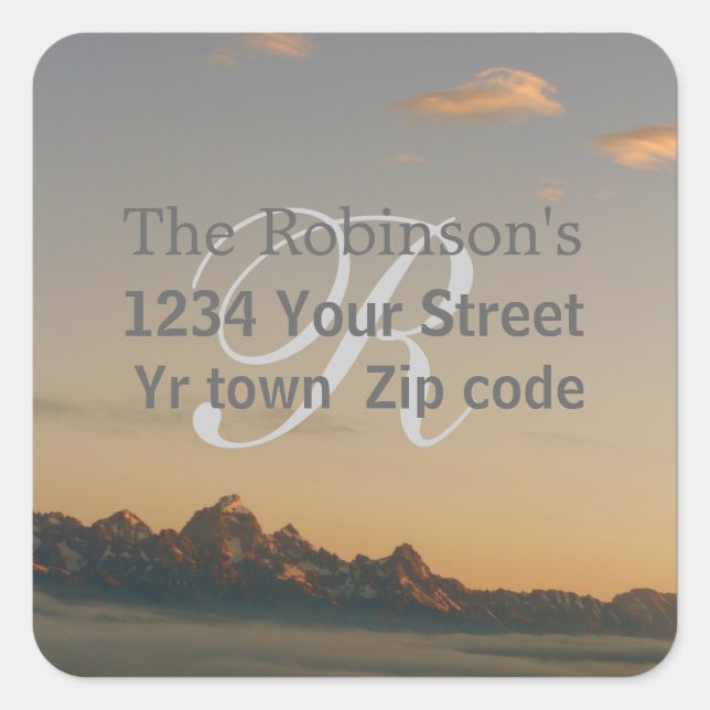 Adesivo Quadrado Rótulo de endereço de estrutura e nuvens da famíli (Frente)