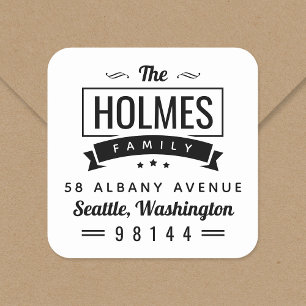 Adesivo Quadrado Rótulo de Endereço de Retorno do Crachá Russo M