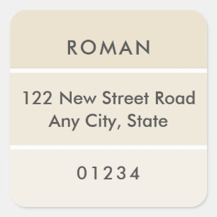 Adesivo Quadrado Rótulo de Endereço de Tinta Bege Fresh Paint