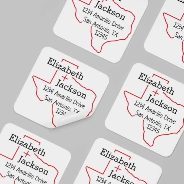 Adesivo Quadrado Rótulo de Endereço do Casal Silhouette do Raider R (Criador carregado)