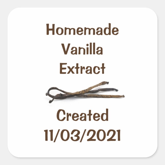 Adesivo Quadrado Rótulo de Extrato de Vanilla Homemade Simples (Frente)