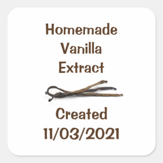 Adesivo Quadrado Rótulo de Extrato de Vanilla Homemade Simples