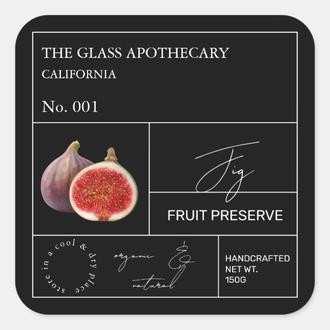 Adesivo Quadrado Rótulo de Fig Apothecário (Frente)