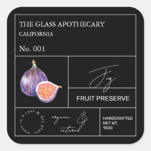 Adesivo Quadrado Rótulo de Fig Apothecário