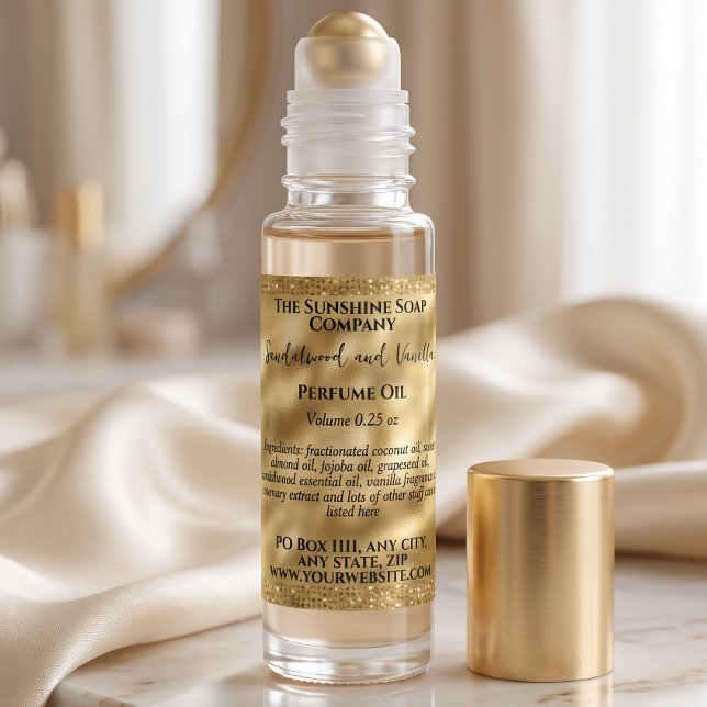 Adesivo Quadrado Rótulo de frasco de perfume com glitter e folha de (Criador carregado)