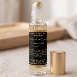Adesivo Quadrado Rótulo de frasco de perfume glitter Black & Gold