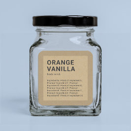 Adesivo Quadrado Rótulo de Kraft de borda de ingredientes mínimos