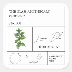 Adesivo Quadrado Rótulo de Limão-Limão Apothecary