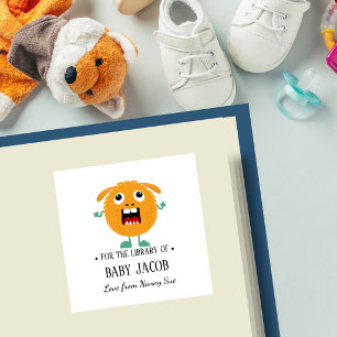 Adesivo Quadrado rótulo de livro personalizado para bebês e criança