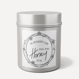 Adesivo Quadrado Rótulo De Mel De Mel Preto E Branco