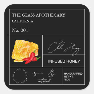Adesivo Quadrado Rótulo de Mel Infusível Apothecary Chili