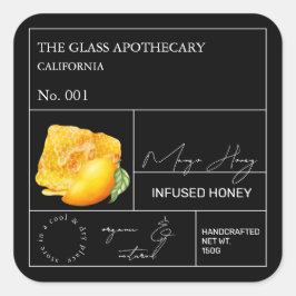Adesivo Quadrado Rótulo de Mel Infuso de Mango Apothecary