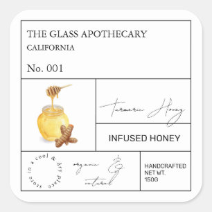 Adesivo Quadrado Rótulo de Mel Permutado Apothecary