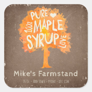 Adesivo Quadrado Rótulo de Modelo de Frasco de Xarope de outono Rus