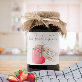 Adesivo Quadrado Rótulo de Nome de Geleia de Morango Artesanal