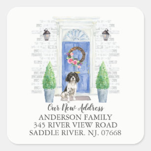 Adesivo Quadrado Rótulo de Novo Endereço da Porta do Spinger Spanie