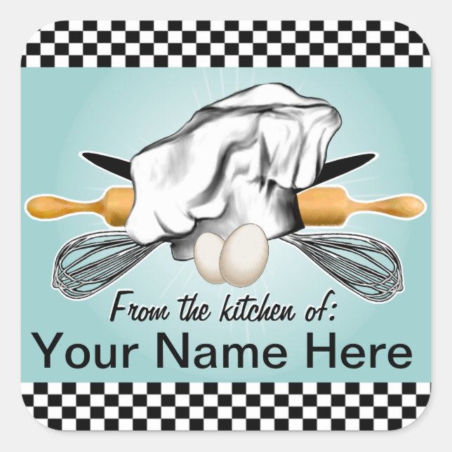 Adesivo Quadrado Rótulo de Pacote Baker Personalizado (Frente)