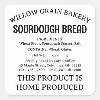 Adesivo Quadrado Rótulo de Pão Sourdough da Lei de Cottage OHIO