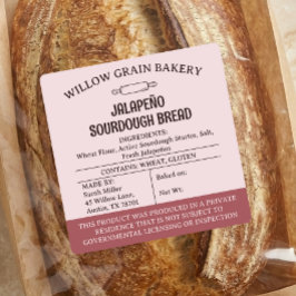 Adesivo Quadrado Rótulo de Pão Sourdough Jalapeño de Cottage Texas