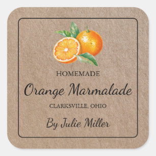 Adesivo Quadrado Rótulo de Papel Kraft Praça Marmalade Laranja Home