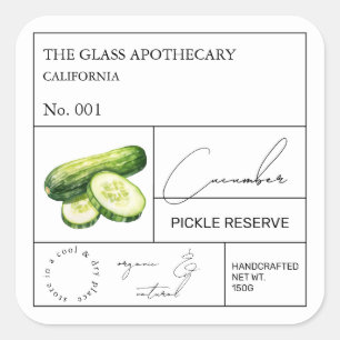 Adesivo Quadrado Rótulo de pepino Apothecary